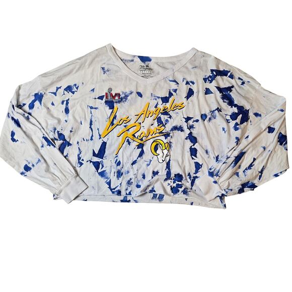Majestic Threads Women's Los Angeles Rams Tie-Dye Long Sleeve V-Neck T-Shirt - Picture 1 of 10
